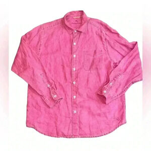 Tommy Bahama Men's Linen Shirt Long Sleeve Casual Button Up Washed Pink Size L
